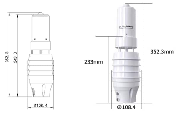 Mechanical Drawing - DFRobot SEN0657 Ultrasonic 7-in-1 RS485 Weather Sensor